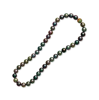 10-10.5mm海水大溪地孔雀绿黑珍珠项链
