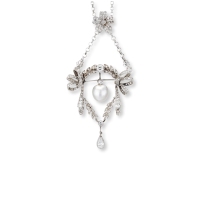 爱德华时期（1901-1910年） 双色金镶钻石配珍珠吊坠