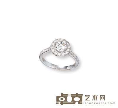1克拉G色圆钻石戒指 钻石尺寸为6.05×6.13×4mm
戒圈14