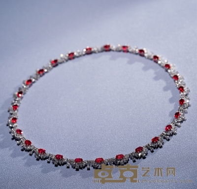 16.15克拉红宝石配钻石项链 未经优化处理 单节宽度8.5mm
长度约400mm