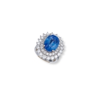 15.57克拉斯里兰卡蓝宝石钻石戒指 未经优化处理