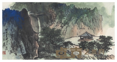 谢稚柳 为吴朴成作 碧山幽亭图 52×26.5cm