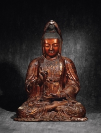清康熙宫廷•木胎漆金观音菩萨坐像
