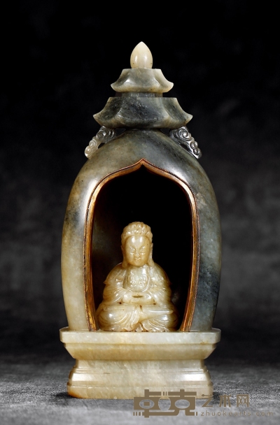 清•阿弥陀佛坐像带龛 高：18.5cm 
重：1096克