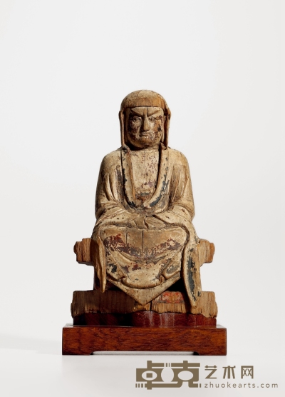明·蓝理捷旧藏木雕泗州大圣坐像 带座高：27.4cm 高：24.6cm