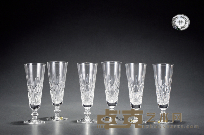 1960年制 洛林水晶香槟杯六件套组 口径：6cm 高：16cm
