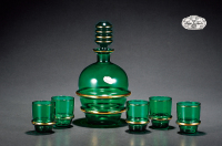 1960年制 富格·陶勒 (FUGER & TAUBE)云墨玉绿水晶酒具六件套组