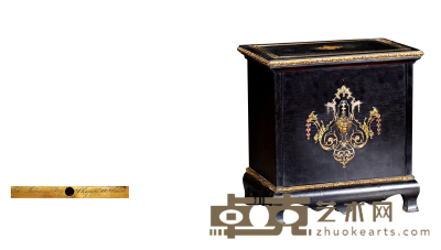 十九世纪制 描金花卉饰雪茄盒 长：27cm  宽：17cm 高：27cm