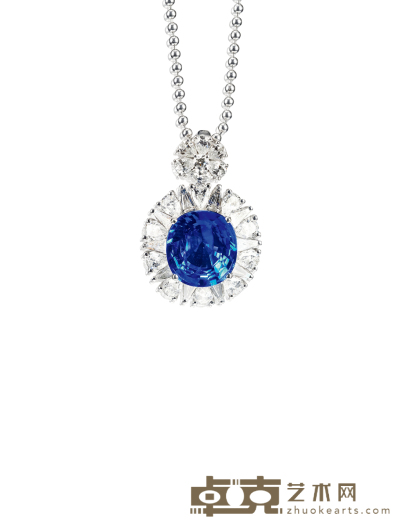 5.54克拉皇家蓝蓝宝石配钻石吊坠 （附GRC及CGRL证书) 主石尺寸：11.3×10.33×5.39mm
总重量：6.07g