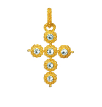 十九世纪制 乔治时期风格18K金镶嵌海蓝宝十字架造型吊坠（附原盒）