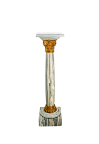 十九世纪制 铜鎏金卷叶饰理石底座
