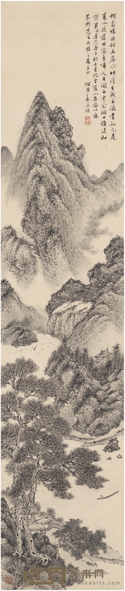 张培敦 山居图 138.5×29cm