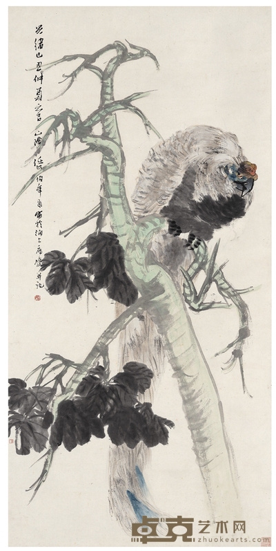 任伯年 碧梧栖凤图 133×64.5cm