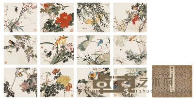 张天奇 指头花卉册 32.5×28cm×12