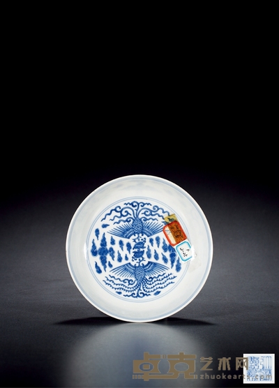 清乾隆·青花双凤纹盘 高:3.5cm 直径:16.2cm