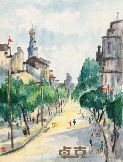 关 良 街景 36×27.5cm