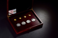 现代•2012-2015年佛教圣地1/4盎司金币、2盎司银币四对一组八件