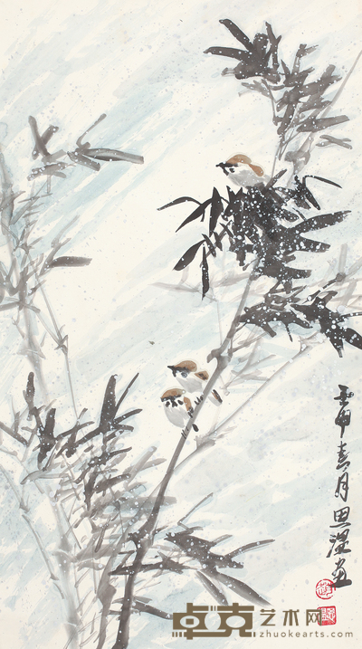 赵思温 竹子小鸟 90*50