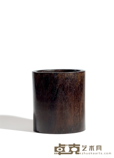 清·紫檀笔筒 高:15.6cm 口径:14cm