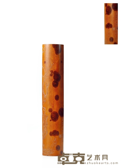 清·张志鱼刻湘妃竹高士图臂搁 长:23.2cm 宽:4.5cm