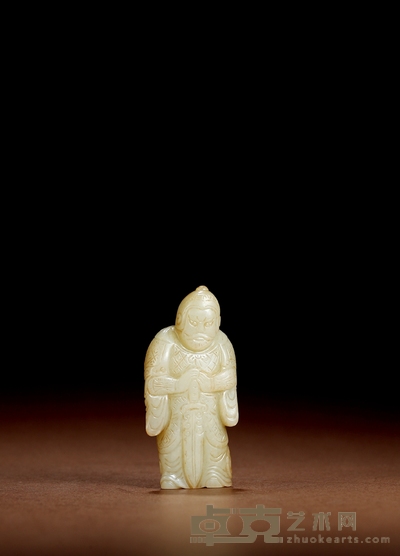 明·白玉武士立像 高:7.8cm