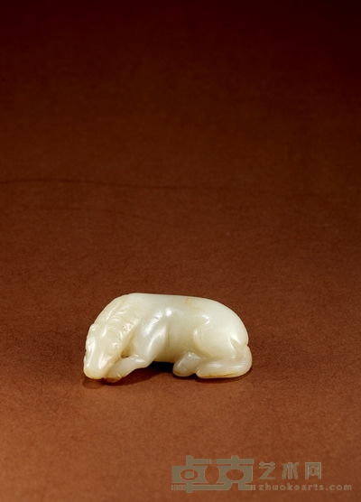 明·白玉卧马摆件 高:2.1cm 长:5.8cm