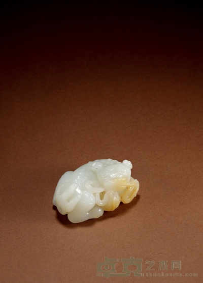 清·白玉瑞兽摆件 高:3cm 长:6.5cm