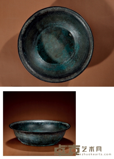 明末·智杲款铜浴佛功德经浴佛盆 高：8.5cm 直径：32cm 重：3534g