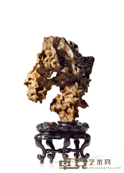 清·黄太湖立峰供石摆件 带座高:33.5cm