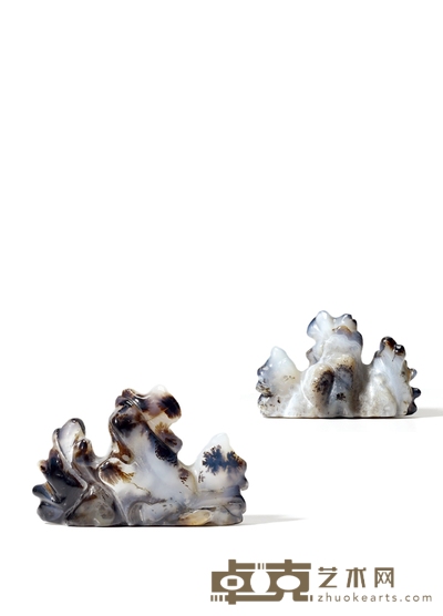 清·玛瑙山子笔架 高:6.5cm 长:10cm