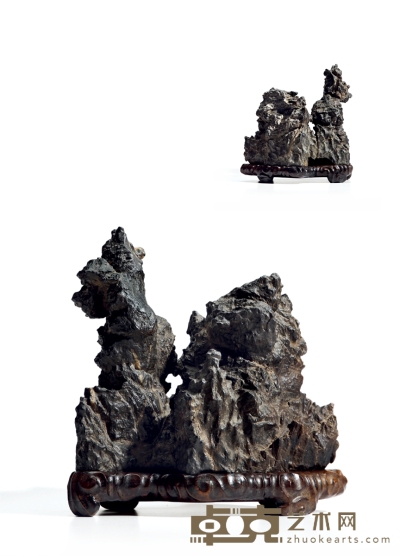 明-清·灵璧石供石摆件 带座高：33cm 带座长：32.5cm