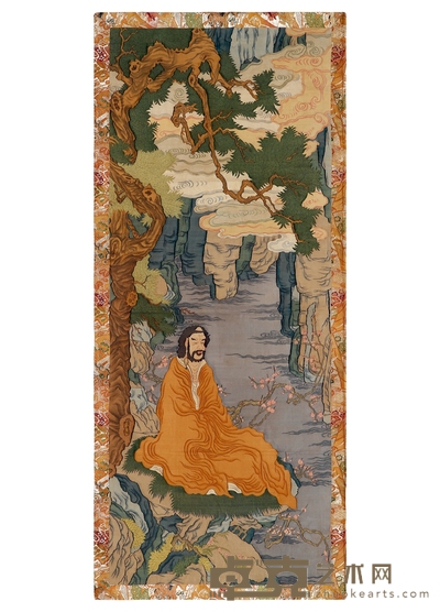 清·缂丝达摩开悟图 画心长:236cm 画心宽:99.5cm
