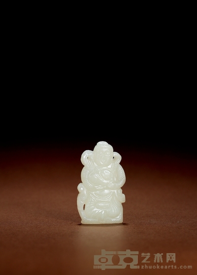 清·白玉天将佩 高:5.2cm