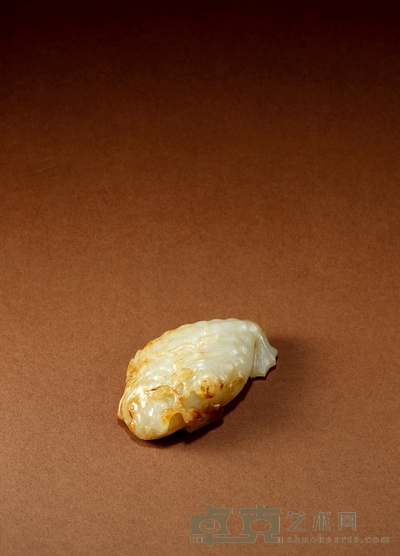清·白玉带沁三足金蟾把件 长:7cm 宽:4.3cm