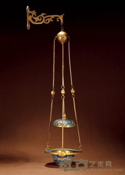 清·掐丝珐琅油灯 高:50cm