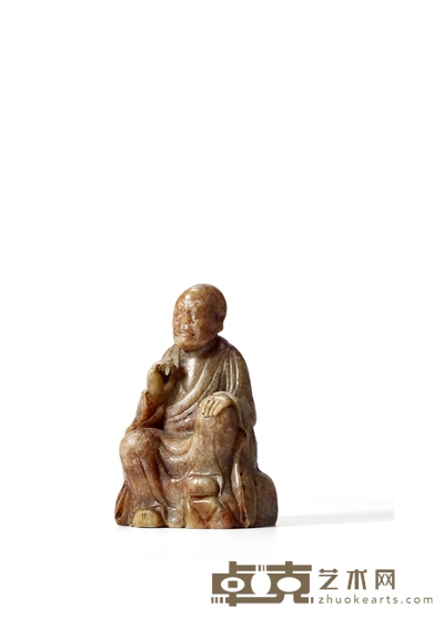 清·寿山石雕罗汉坐像 清高：13cm