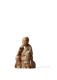 清·寿山石雕罗汉坐像