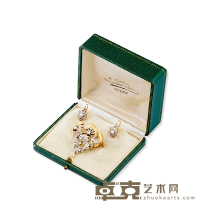 美好年代 双色金胸针耳环套装