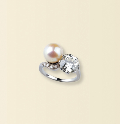 美好年代“你和我”2.5克拉钻石野珠戒指