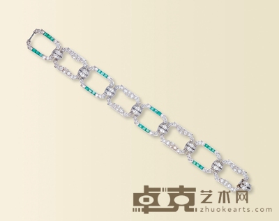 美好年代 铂金钻石祖母绿手链
