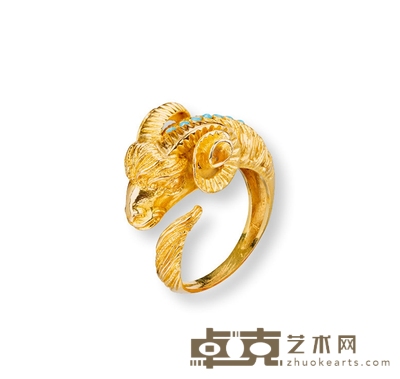 1990年 金制羊头戒指 