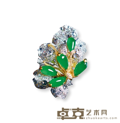 金镶冰种翡翠胸针吊坠多用款 