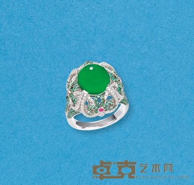 冰种蛋面翡翠戒指 