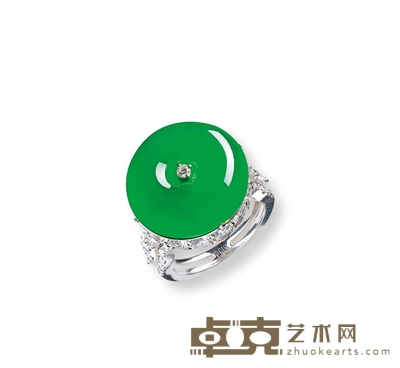 “平安”冰种帝王绿翡翠戒指
