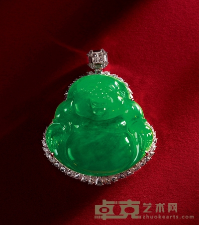 “佛”冰种满绿翡翠吊坠 