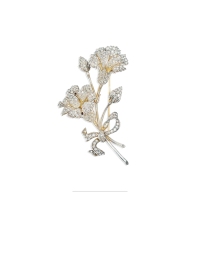 维多利亚时期 百合花蔓饰钻石胸针