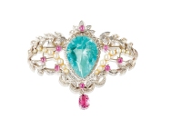 维多利亚时期 海蓝宝镶嵌钻石及珍珠、红宝石胸针