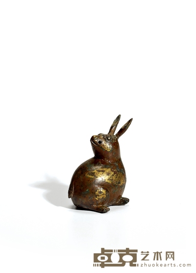 明·铜点金兔形水注 高:6.5cm