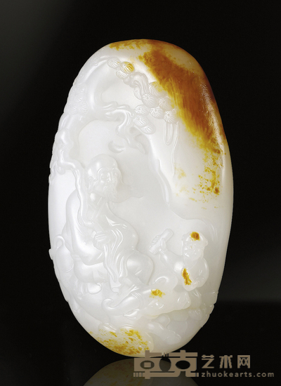 黄杨洪 老子出关 白玉牌 79×47×17mm
重量:107g