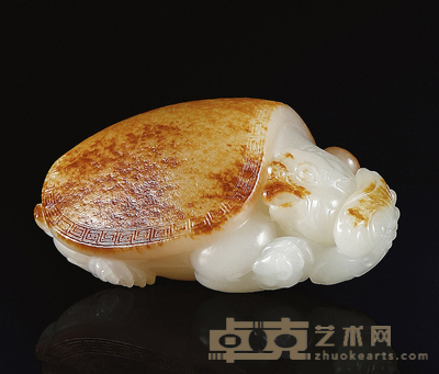 黄杨洪 龙龟 白玉把件 76×43×37mm 重量:150g